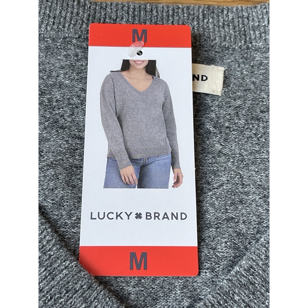Lucky Brand Ladies' Soft Cozy V-Neck Long Sleeve Top Gray Size Med